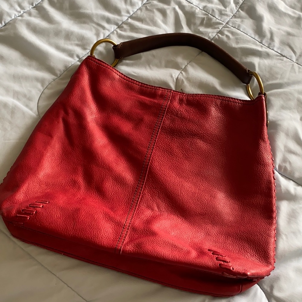 Red leather hobo